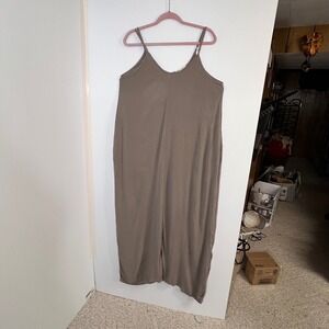 LOVESTITCH Womens M/L Maxi Dress‎ Sleeveless Casual Pockets Rayon Olive Brown